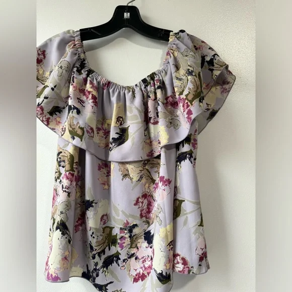 Wilfred Aritzia Promener Floral Off Shoulder Blouse Silk Trim Size Small - Picture 11 of 11
